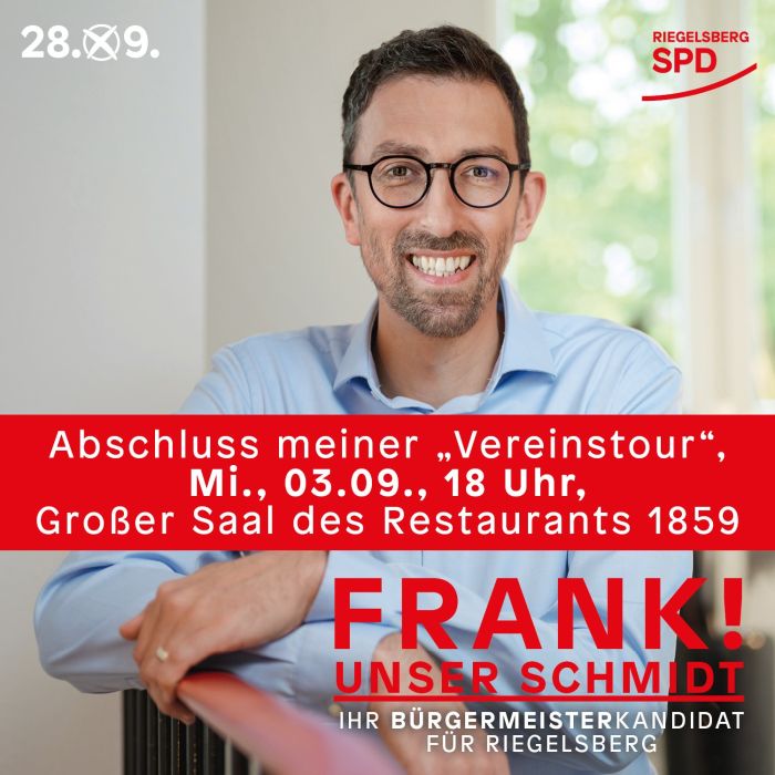 Bildunterschrift: Bürgermeisterkandidat Frank Schmidt hat auf seiner Vereins-Tour seit Mai diesen Jahres fast alle Riegelsberger Vereine besucht.