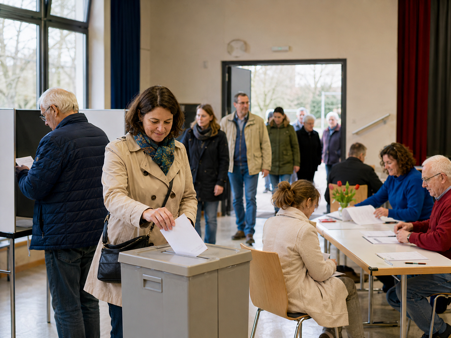 Bürger:innen bei der Stimmabgabe